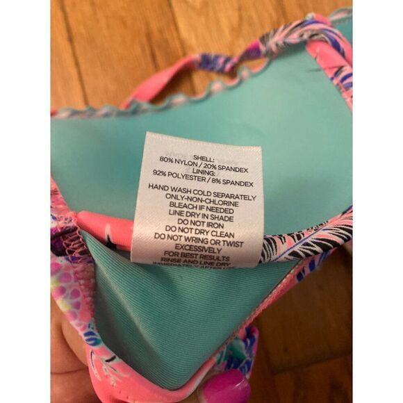 NWT Shade Shore womens Tropical Print pink strappy back Bikini Top size 32DD - Picture 6 of 6